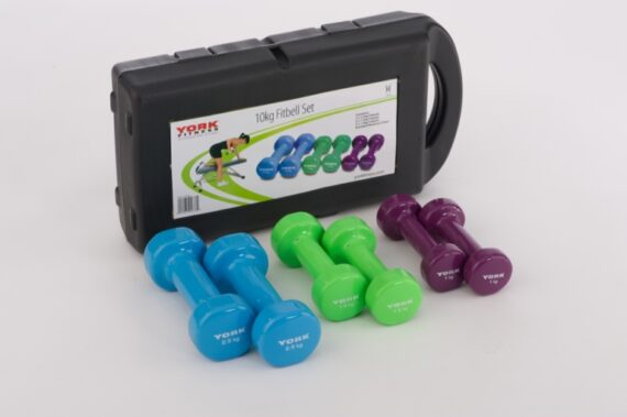 York 10kg Vinyl Fitbell Set – in a case